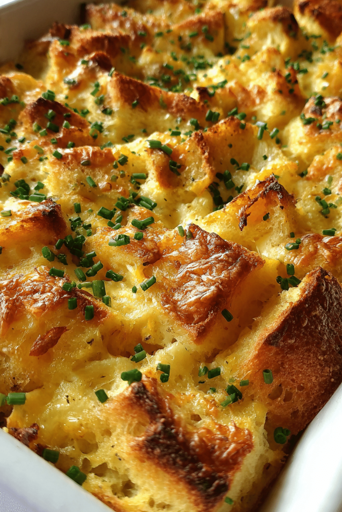 Savory Overnight French Toast Bake with Gruyere and Chives (Vegetarian)