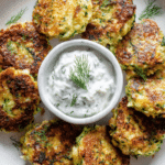 Crisp Greek Zucchini Fritters with Tzatziki