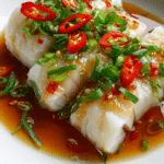 Chinese Steamed Cod Fish with Ginger Scallion Sauce