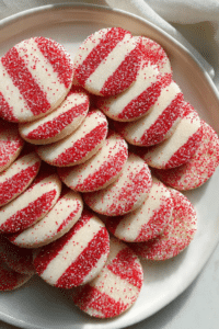 Striped Peppermint Shortbread Cookies