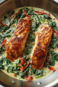 Creamy Spinach and Salmon Skillet