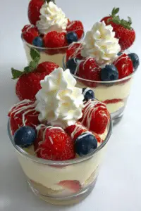 White Choco-Cheesecake Triple Berry Pudding Cups