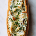 Cheesy Spinach Artichoke & Mushroom Stuffed Baguette