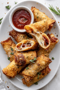Garlic Butter Pizza Egg Rolls