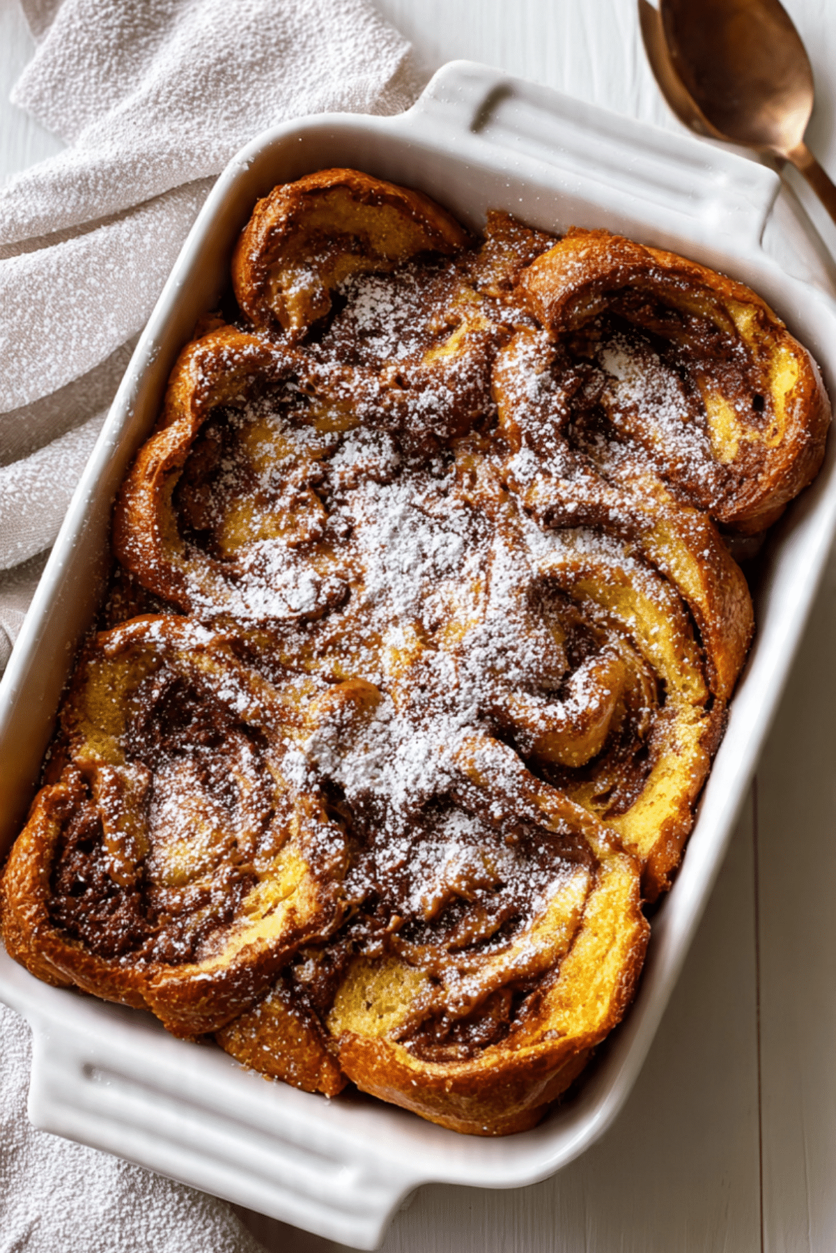 Nutella Peanut Butter Stuffed French Toast Bake