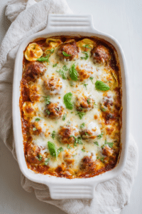 Easy Baked Tortellini with Italian Sausage Meatballs