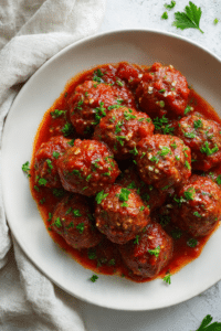 Low-Carb All-Beef Meatballs in Tomato Sauce