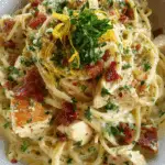 Lemony Garlic Chicken Carbonara Pasta (High-Protein & Gluten-Free)