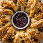 Easy Christmas Sausage Roll Wreath with Cranberries