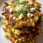 Zucchini Fritters with Feta, Red Onion, & Dill