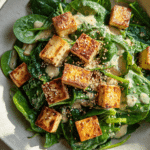 Spinach and Tofu Salad with Sesame Dressing and Traditional Chinese Salt