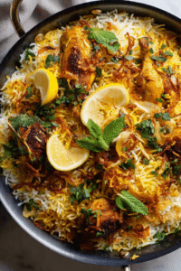 Layered Spicy Chicken Biryani