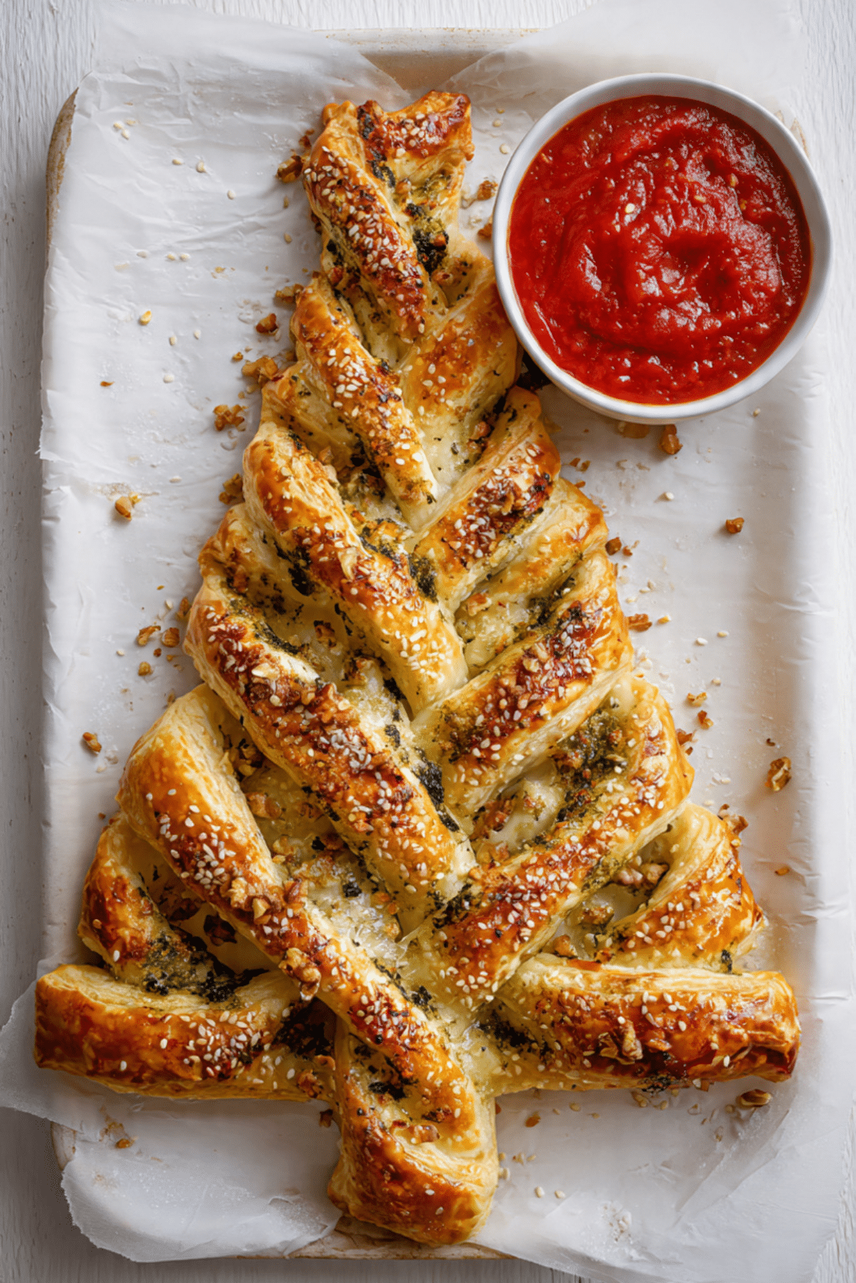 Walnut Pesto Puff Pastry Tree