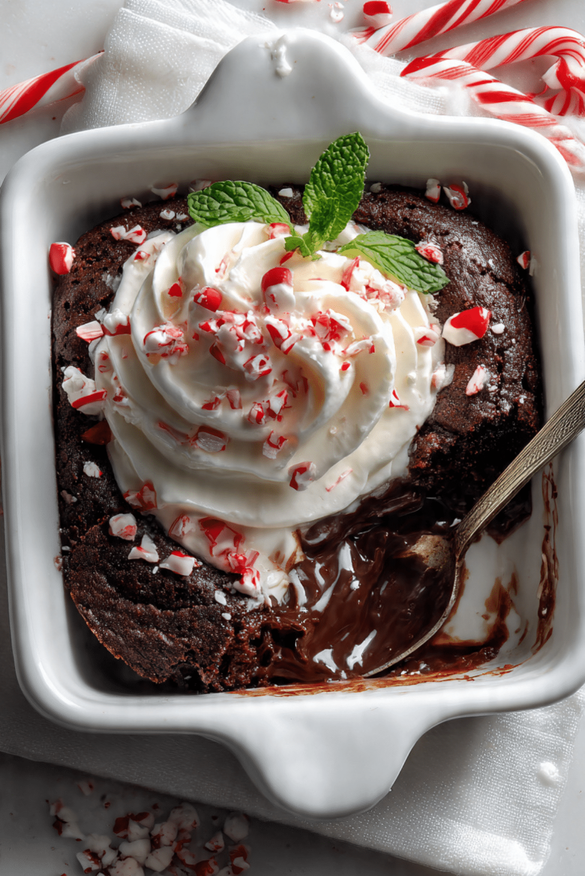 Peppermint Brownie Pudding