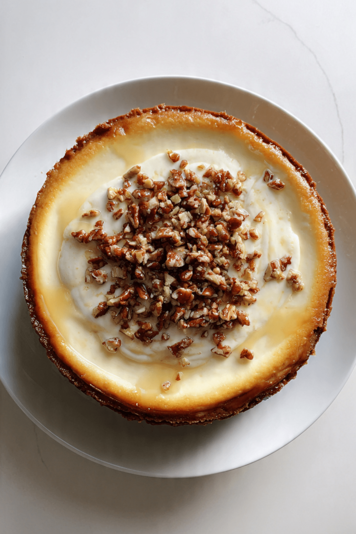 Cinnamon Toasted Pecan Cheesecake with Sour Cream Topping