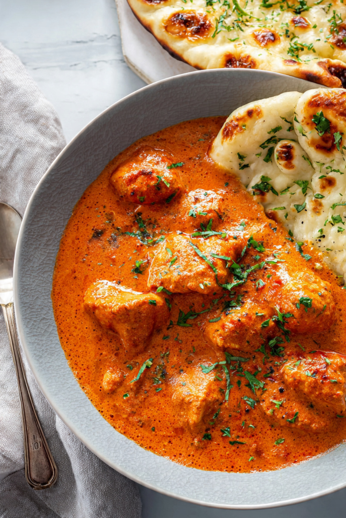 Easy Chicken Tikka Masala with Cheesy Garlic Naan