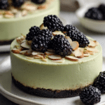 Instant Pot Matcha Green Tea Cheesecake with Blackberry Compote