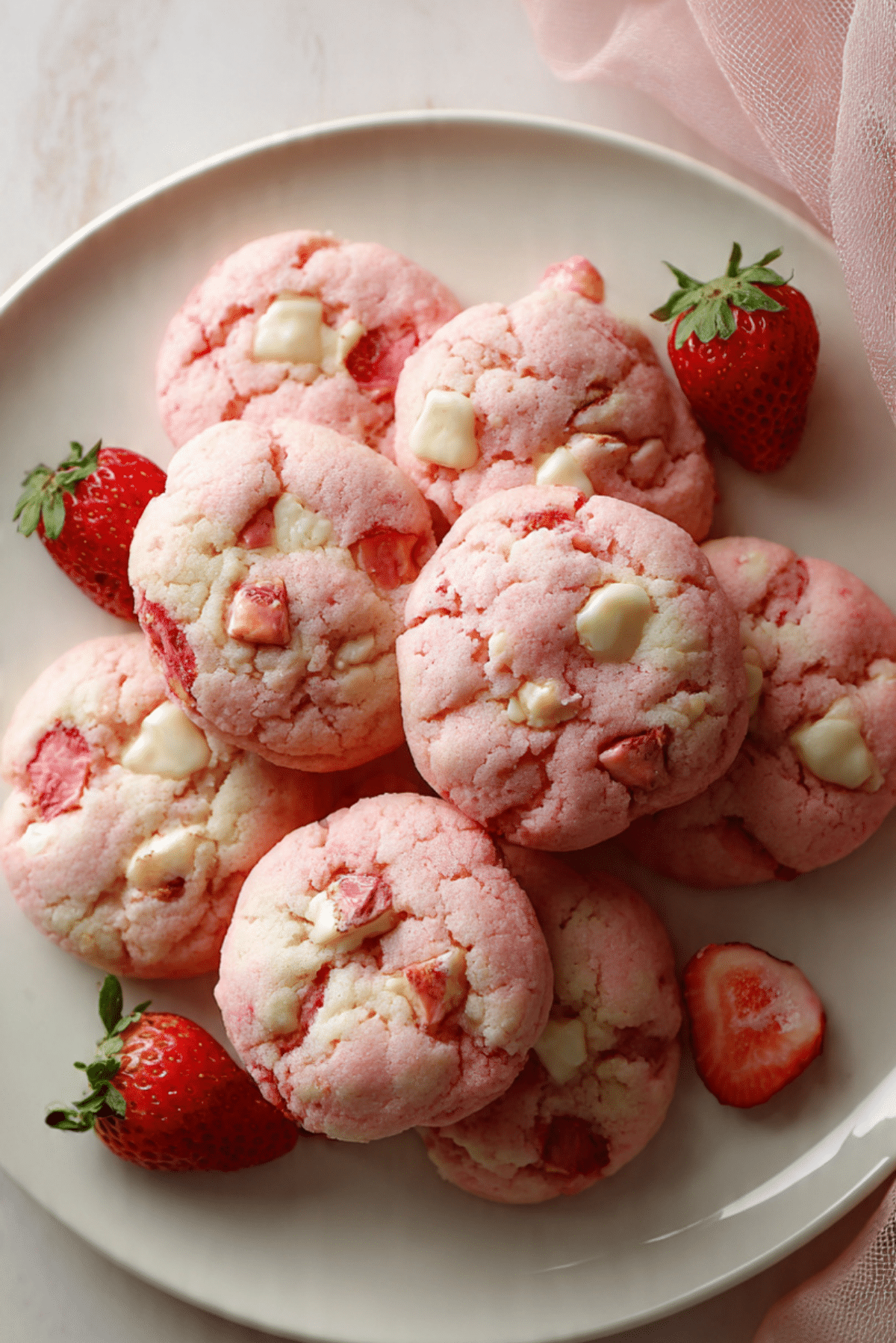 Soft Strawberry Cheesecake Cookies