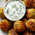 Baked Greek Lentil Meatballs with Tzatziki