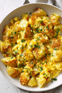 Cheesy Potato Egg Scramble