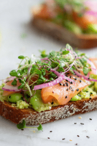 Smoked Salmon Toast with Smashed Edamame