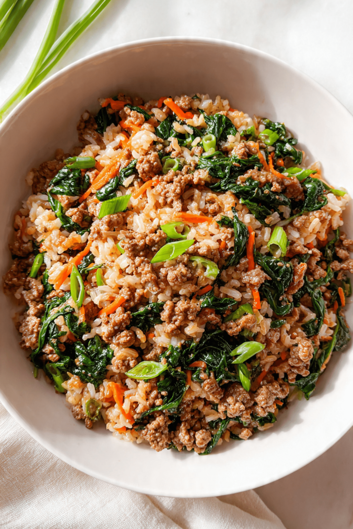 Slow Cooker Korean Beef Spinach Rice