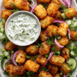 Smashed Tater Tot Salad With Dill Pickle Yogurt Dressing