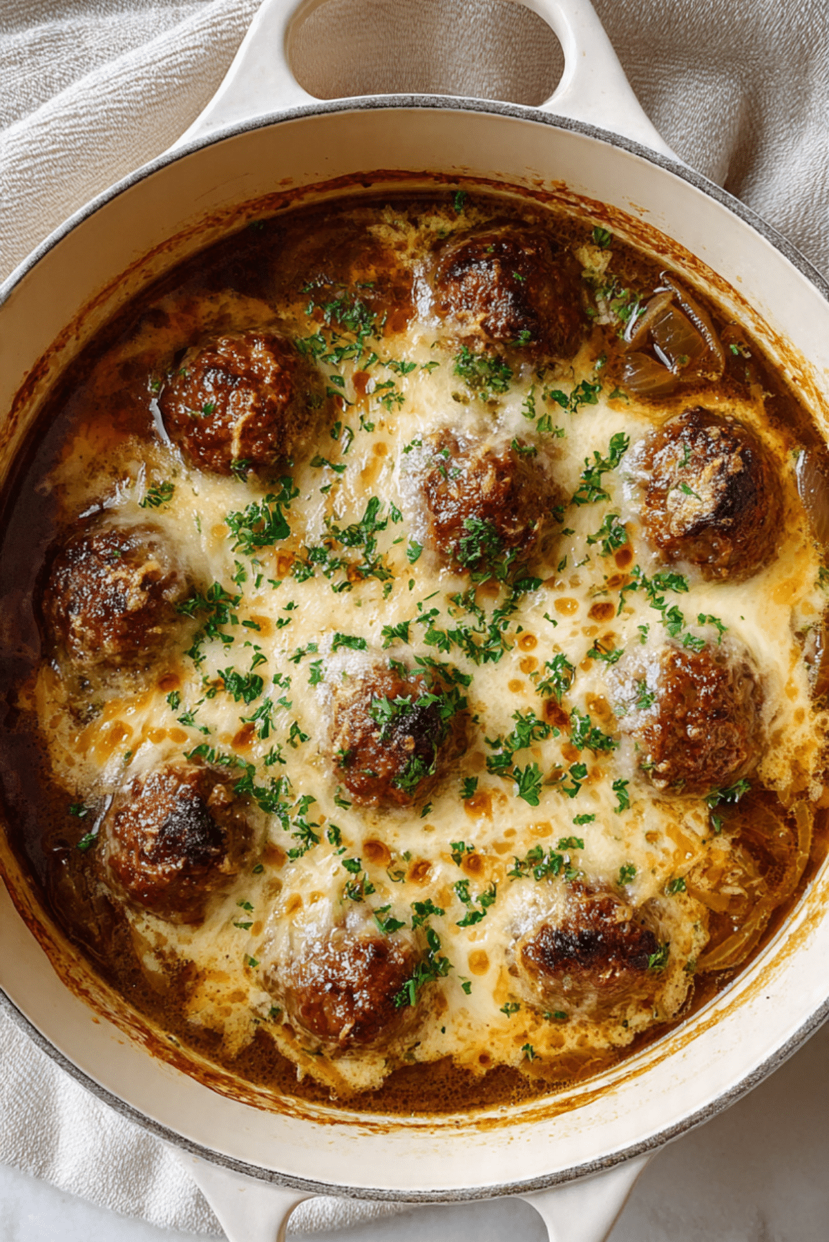 Low Carb French Onion Soup with Meatballs