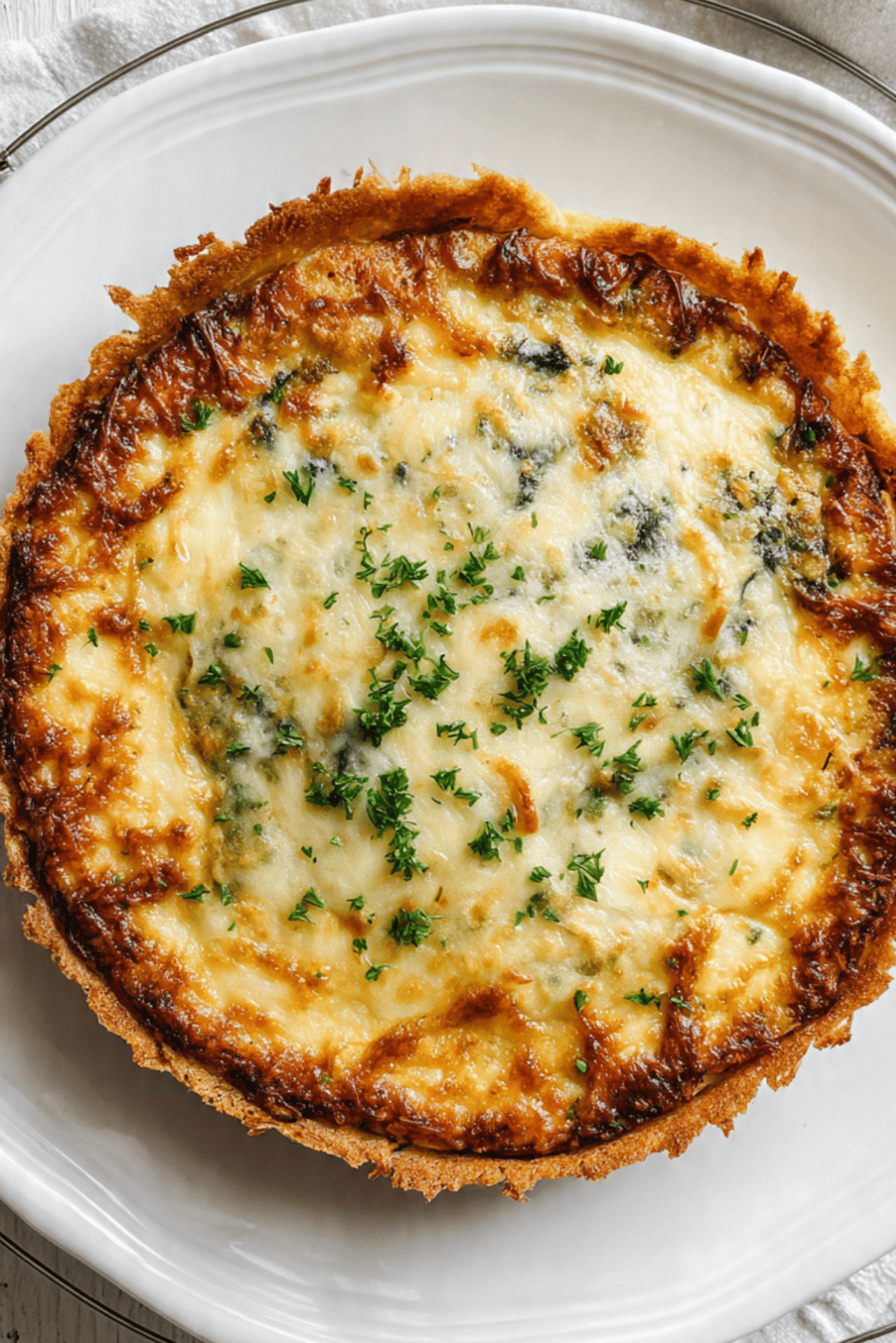 Crispy Grated Potato Pie with Spinach and Mushrooms