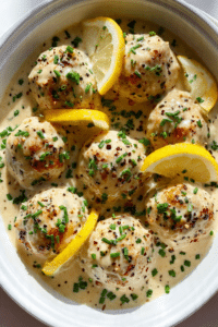 Lemon and Creamy Parmesan Chicken Meatballs