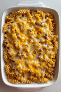 Loaded Cheddar Ranch Beef And Sweet Corn Rotini Bake