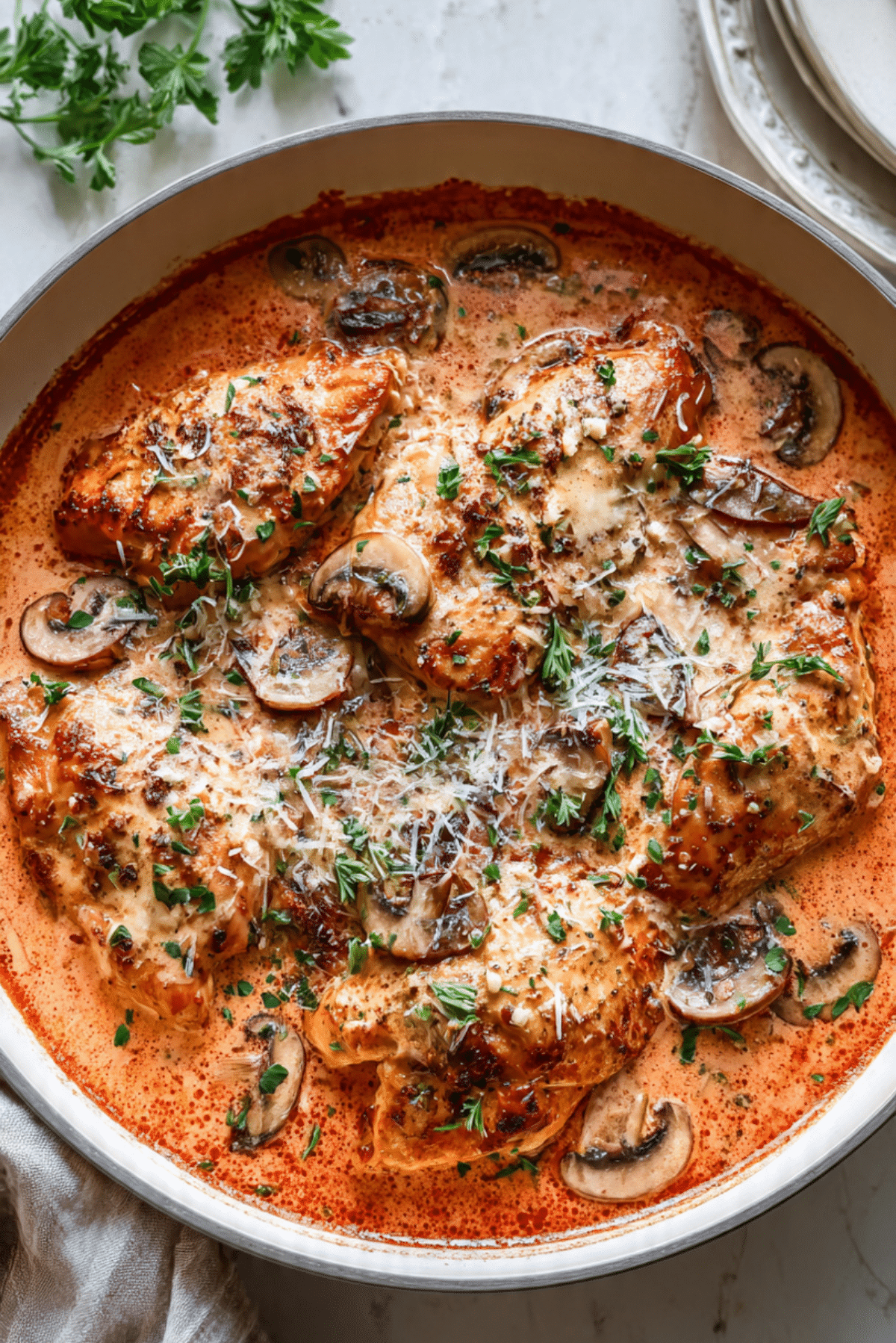Asiago Mushroom Chickenwith Ragu Cream Sauce