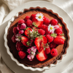 Chocolate Mousse Cake with Raspberry Coulis