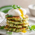 Zucchini Feta Fritters + Poached Eggs