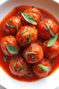 Healthier Chicken Meatballs In Marinara Sauce