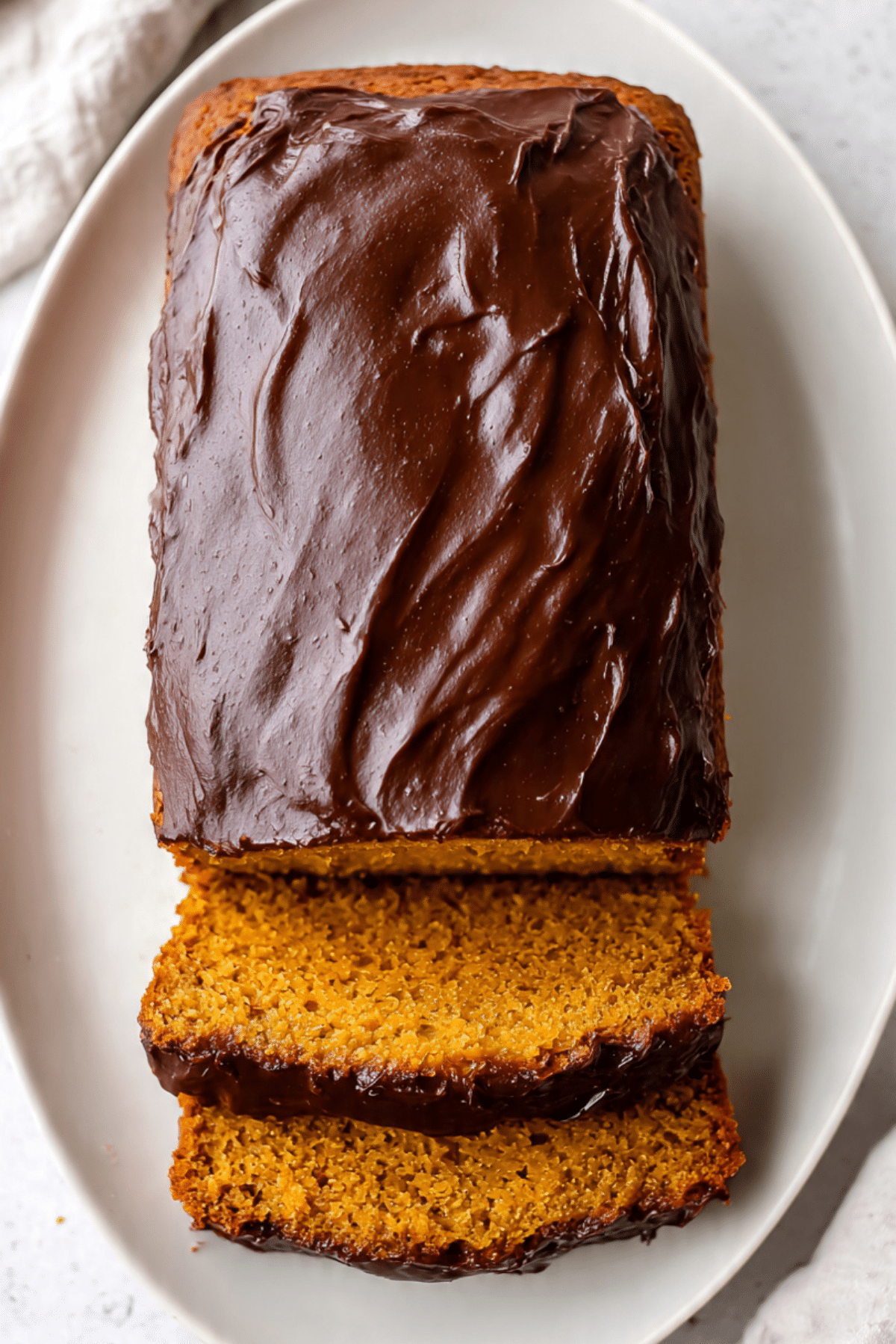 Sweet Potato Applesauce Bread with Chocolate Frosting