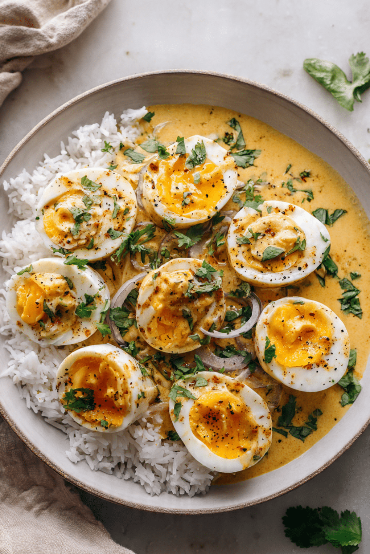 Hard-Boiled Eggs in Coconut Milk Sauce
