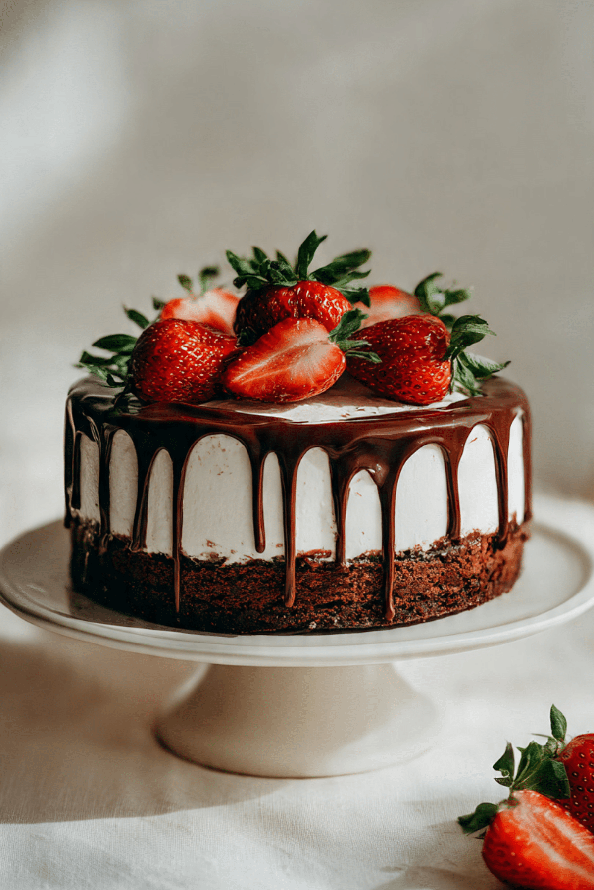 Chocolate Strawberry Cheesecake Cake